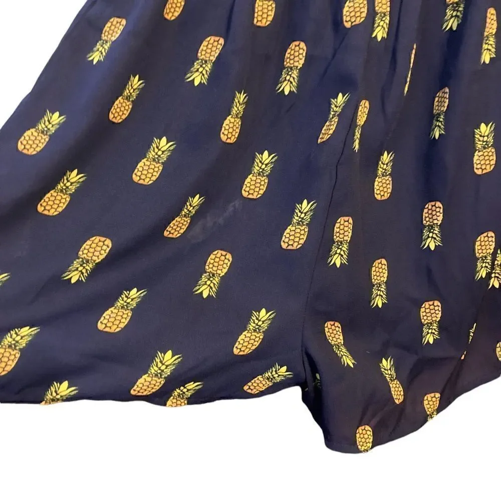 ALYA STRAPLESS NAVY BLUE JUMPER WITH PINEAPPLES / SZ: M